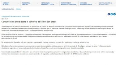 Descartan ramificaciones locales del éscandalo con frigoríficos de Brasil