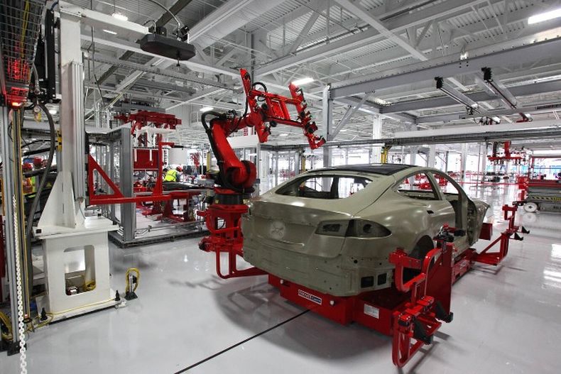 Una de las fábricas de autos eléctricos de Tesla.