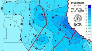En lo que va de abril llovió el 56% del trimestre enero-marzo en la región núcleo