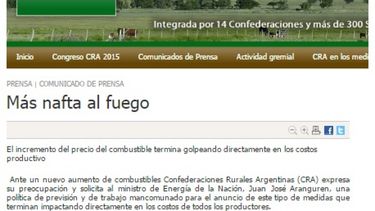 CRA patalea por el nuevo aumento de los combustibles