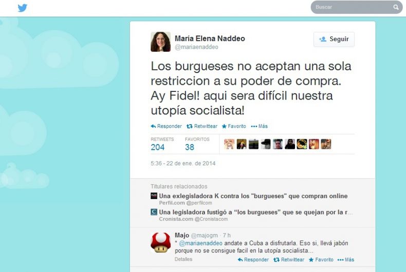 Legisladora K calificó de "burgueses" a los que protestan por nuevas medidas de AFIP