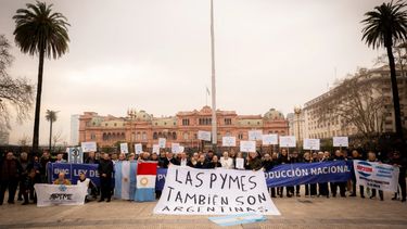 Los presentes en la manifestación del sector privado.
